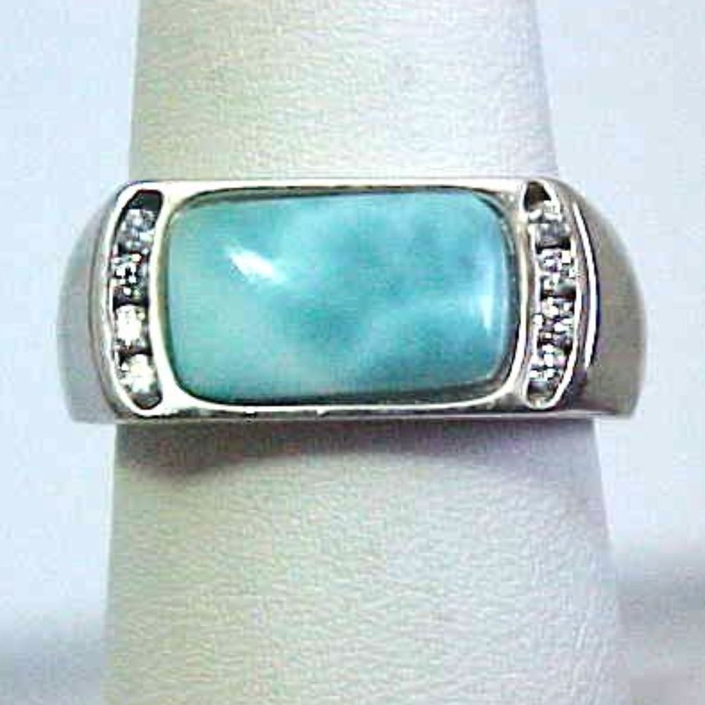 Alamea Larimar Sterling Silver & CZ ring  Size 7